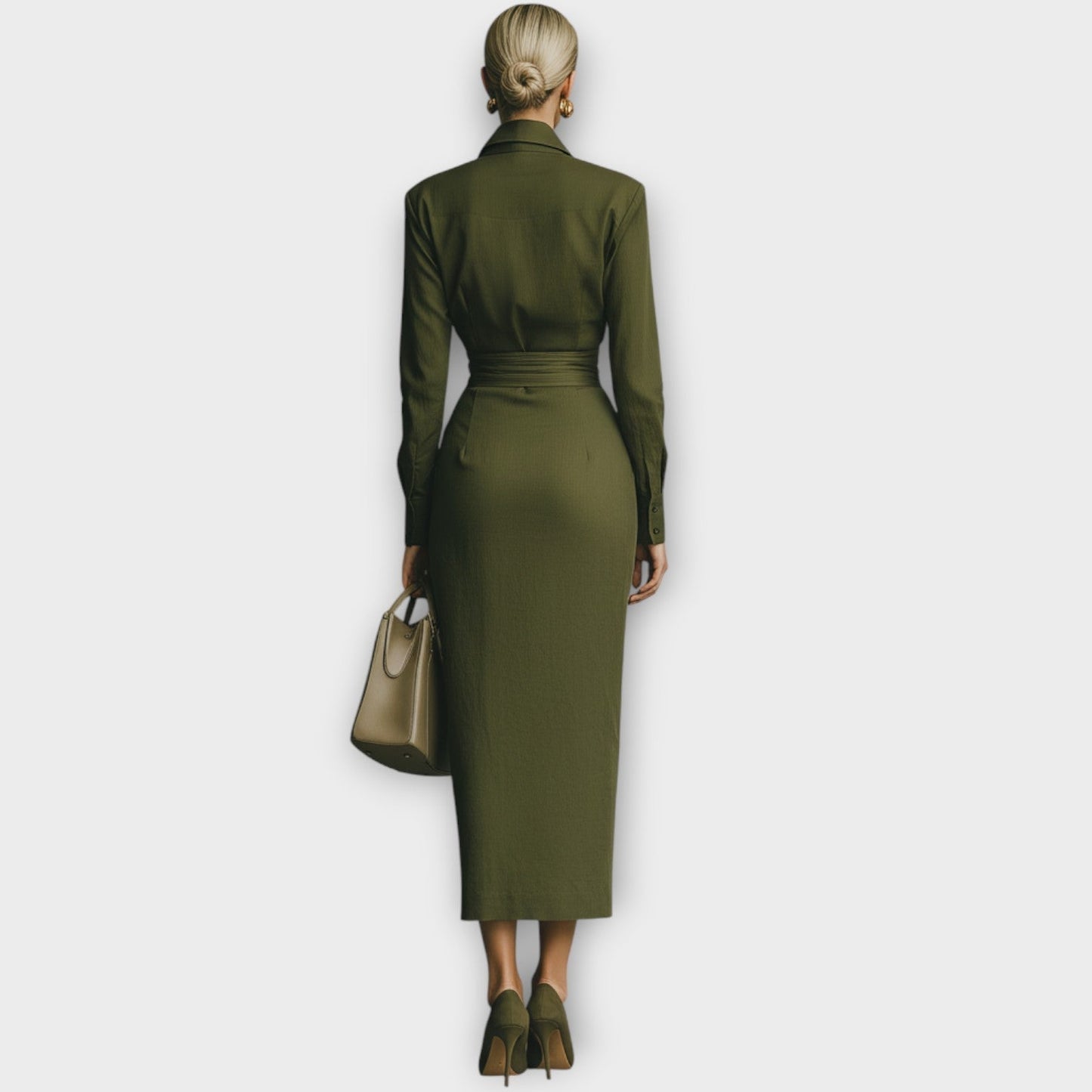 Abito Midi Stile Camisero Envolvente