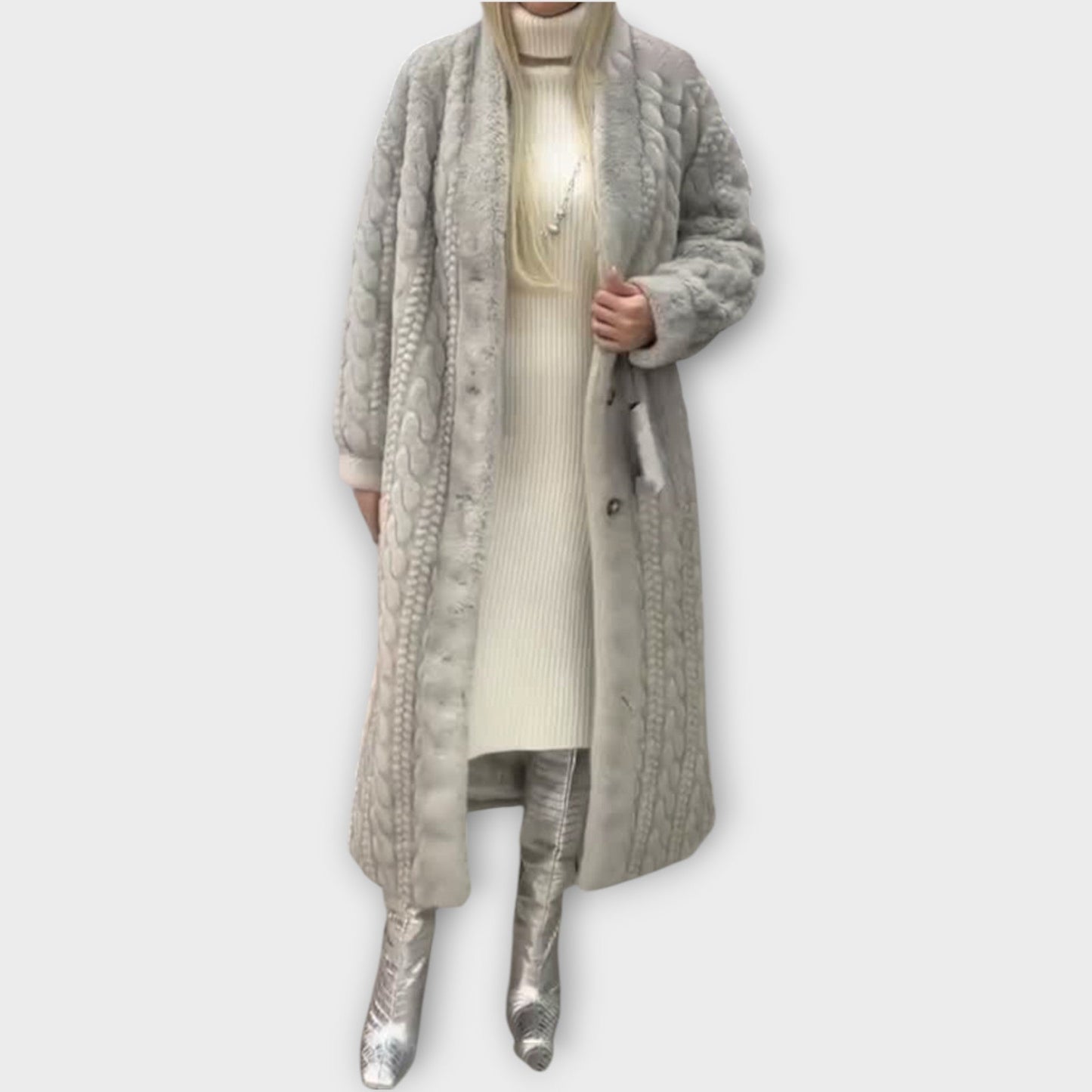 Elegante Cappotto lungo in pelliccia sintetica per l'inverno
