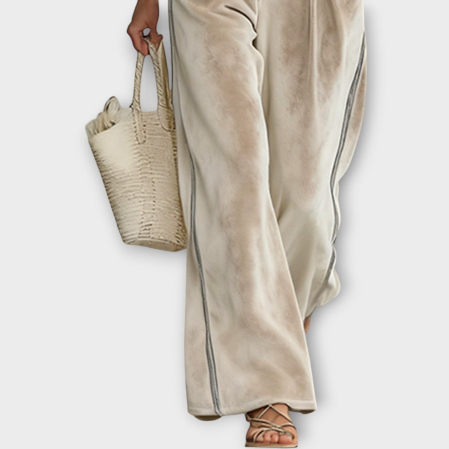 Set di Maglia Top con Finitura in Contraste e Pantaloni di Terciopelo Lounge