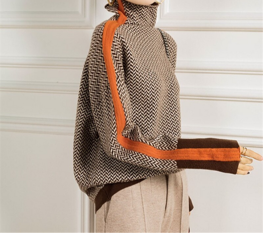 Eleanor | Maglione a collo alto con Design di Spiga