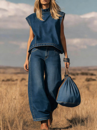 Noa | Completo in denim con Collo alto