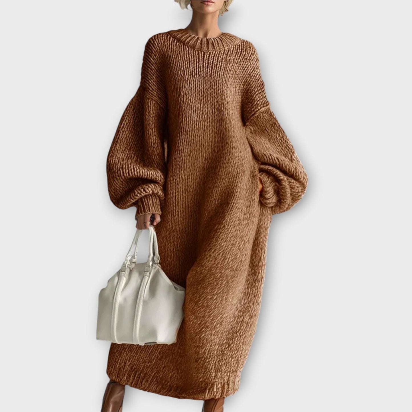 Abito Maxi di Maglia Oversize Confortevole