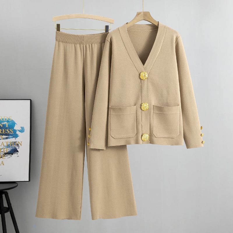 AZARIA – COMPLETO DI PANTALONI DI MAGLIONE DI LANA CON BOTTONI METÁLICOS