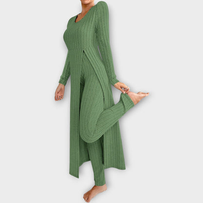 Set Lounge di Maglia Acanalado con Tunica di scollo a V