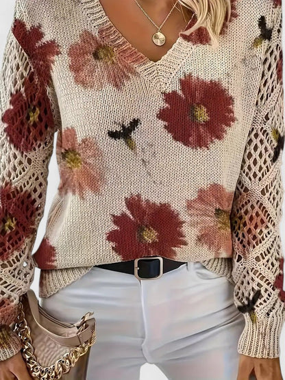 CHARLIE – MAGLIONE DI PUNTO CON FASCINO FLOREALE