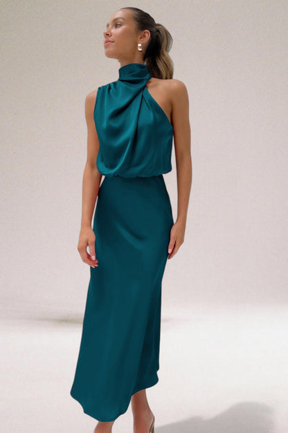 Élodie - Abito di satin glamuroso con collo halter.