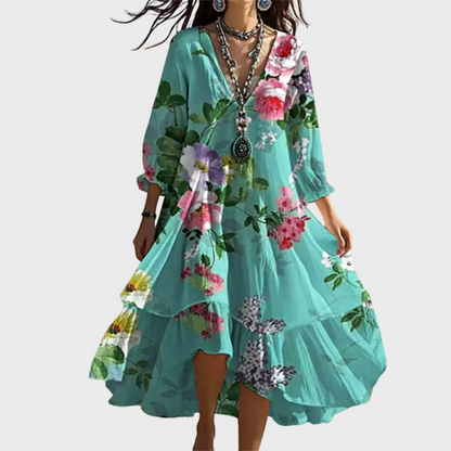 Shanae – Abito Midi Elegante con Motivo Floreale