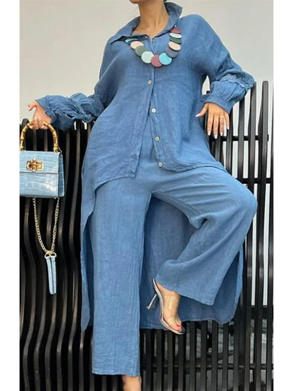 Set di Top e Pantaloni a maniche lunghe con Orlo Irregular