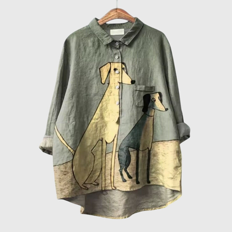 TESSA – CAMICIA CON STAMPA DI PERRO GIOCOSO