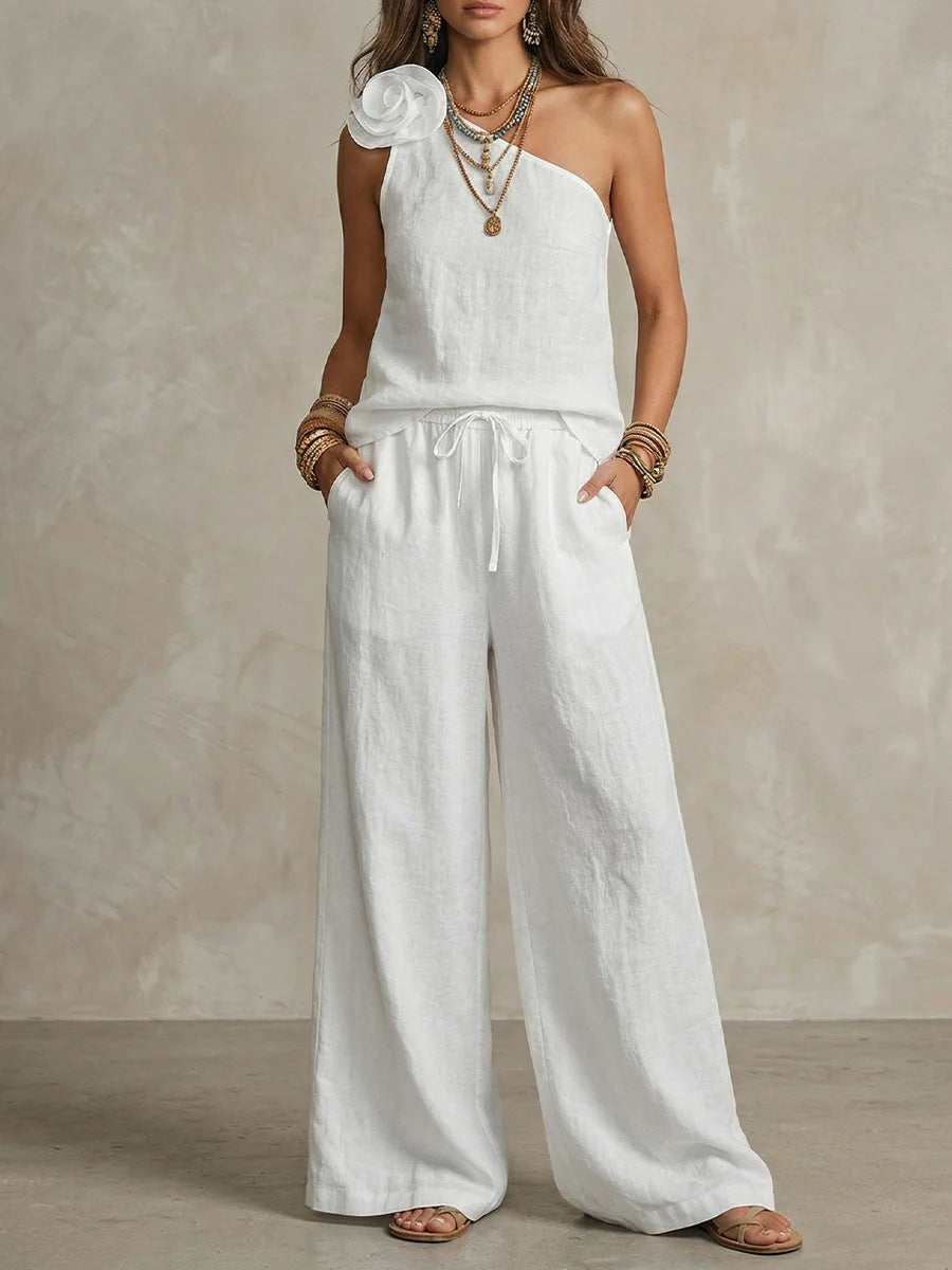 Set Bicolor Elegante - Camicia Senza maniche e Pantaloni