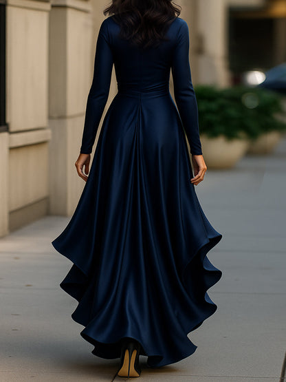 Palma | Abito maxi di Raso Draped con Dettagli di Volant