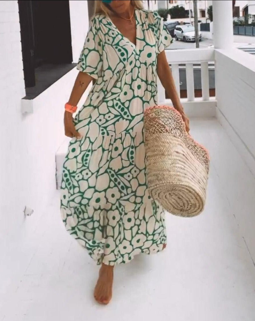 ESTER - Abito Maxi con Maniche corte