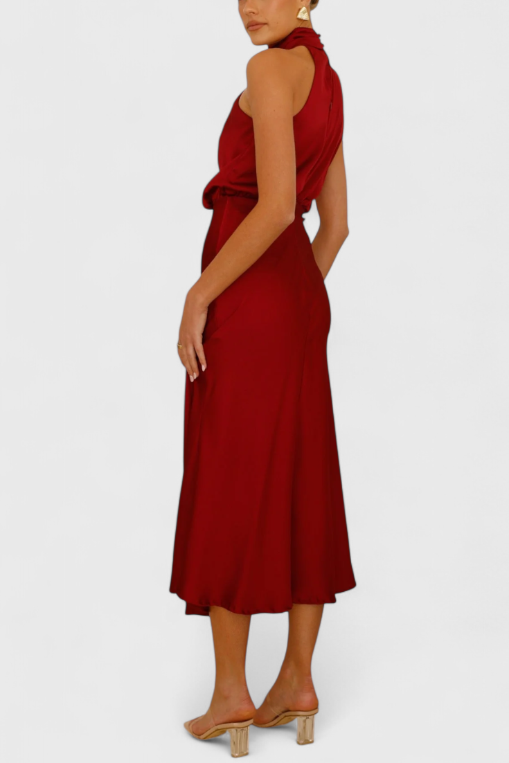 Rina Abito elegante di Collo halter Drappeggiato