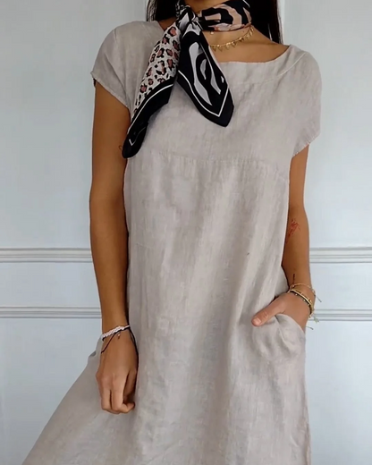 Juniper - Abito in cotone e lino alla moda con Tasche
