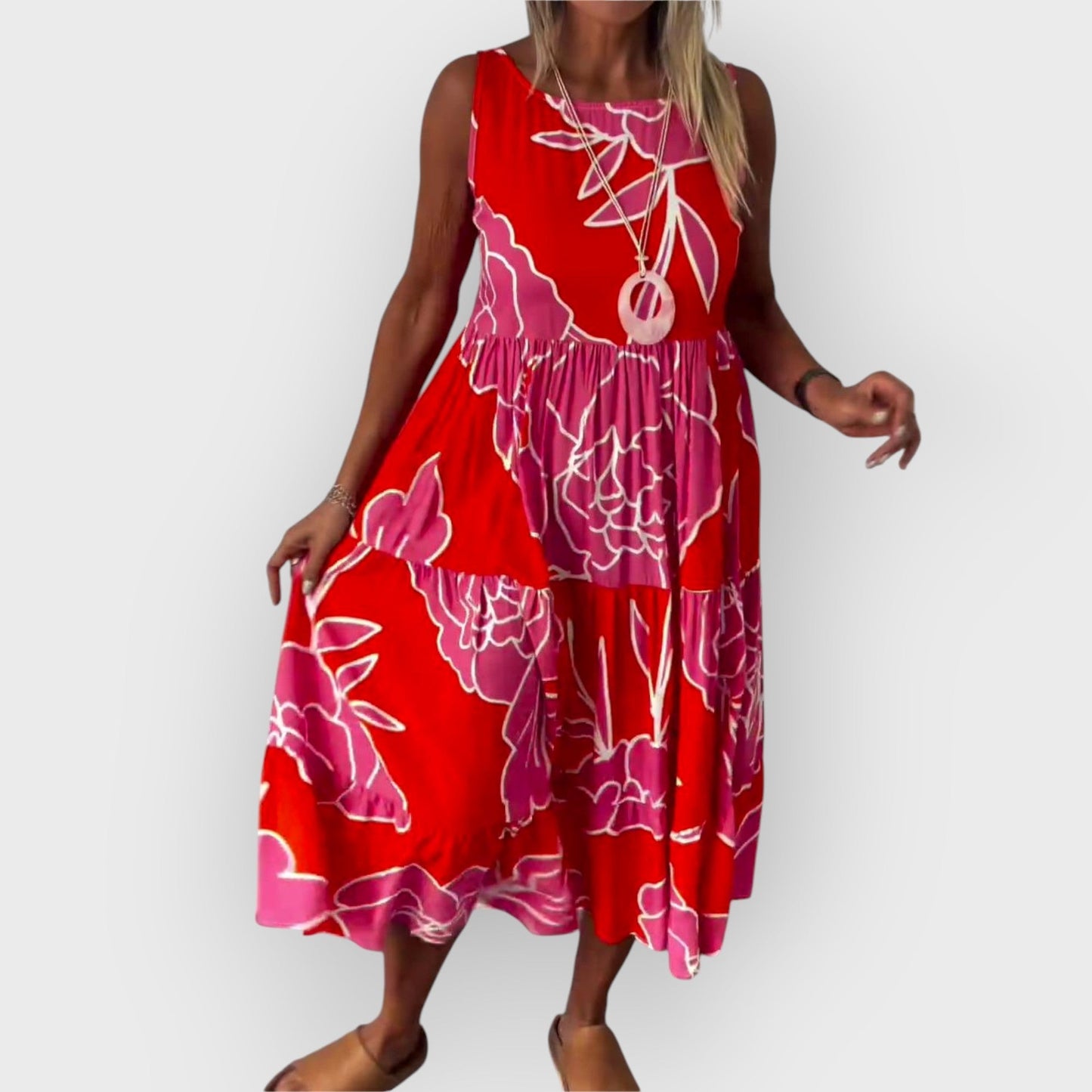 EVITA – ABITO FLOREALE ELEGANTE CON SPALLE DESCUBIERTOS