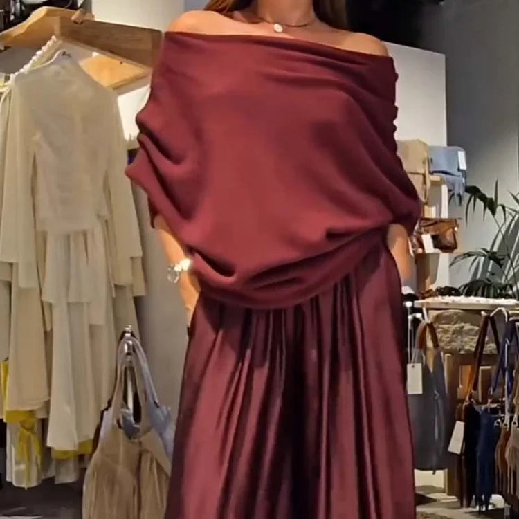 Set di salón elegante di due pezzi con spalle descubiertos – morbido, valorizzante ed elegantemente casual