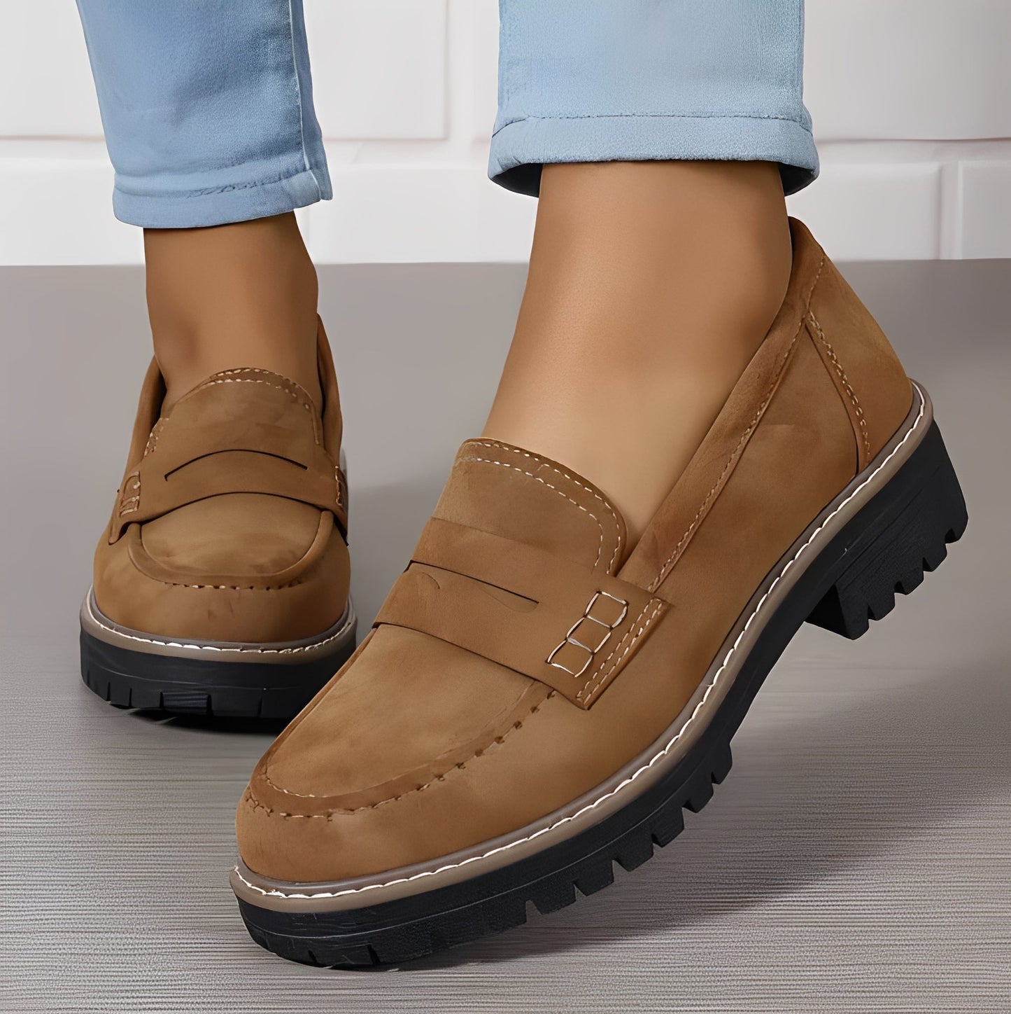 Elise - Eleganti mocassini con platform mate per donna