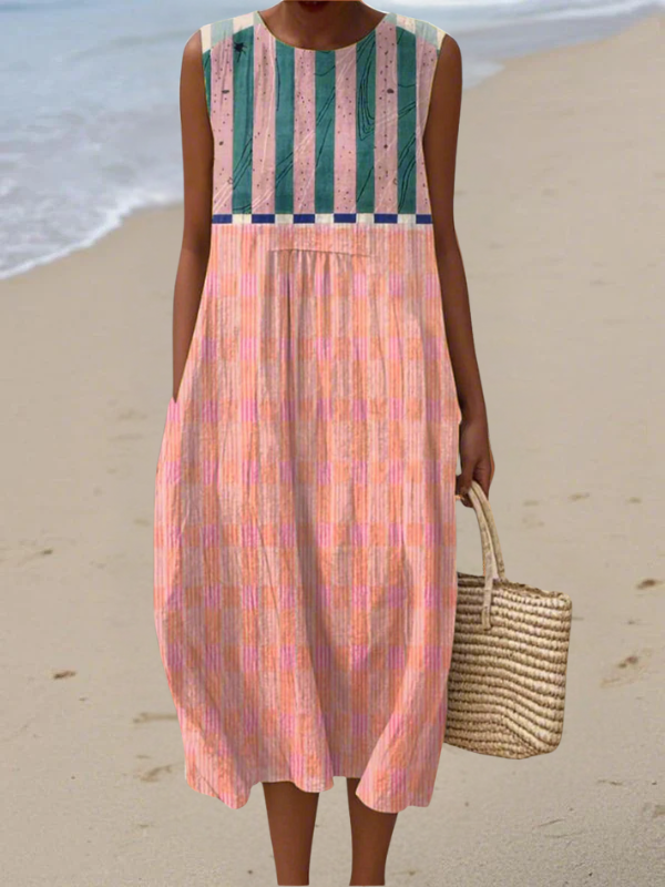 Lily | Abito midi Rayado in Tonos Pastel