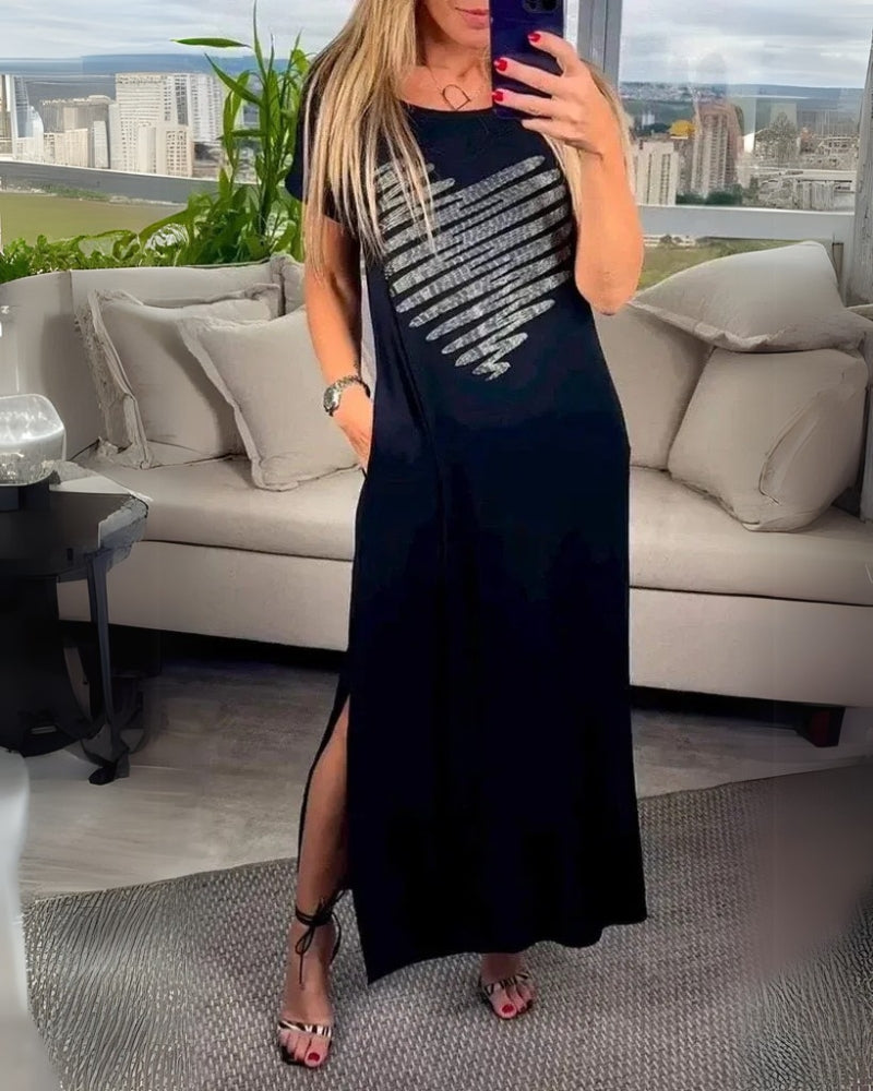 ENILA - Abito Casual Con Corazón Argento