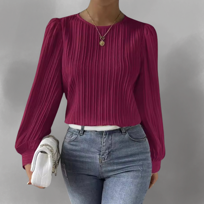 Carly – Blusa a maniche lunghe Plissettata