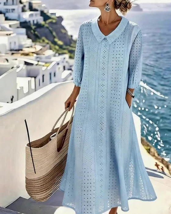 AUTUNNO – ABITO MIDI ELEGANTE CON DETTAGLI DI RICAMO
