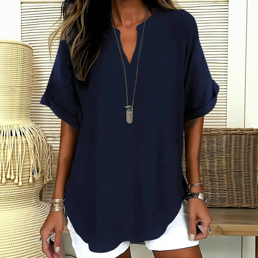 Evelyn™ - BLUSA TINTA UNITA ELEGANTE CON STILE SOFISTICATO
