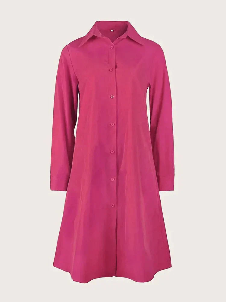 Vireya - Abito Midi con Collo di Camicia e Tasche