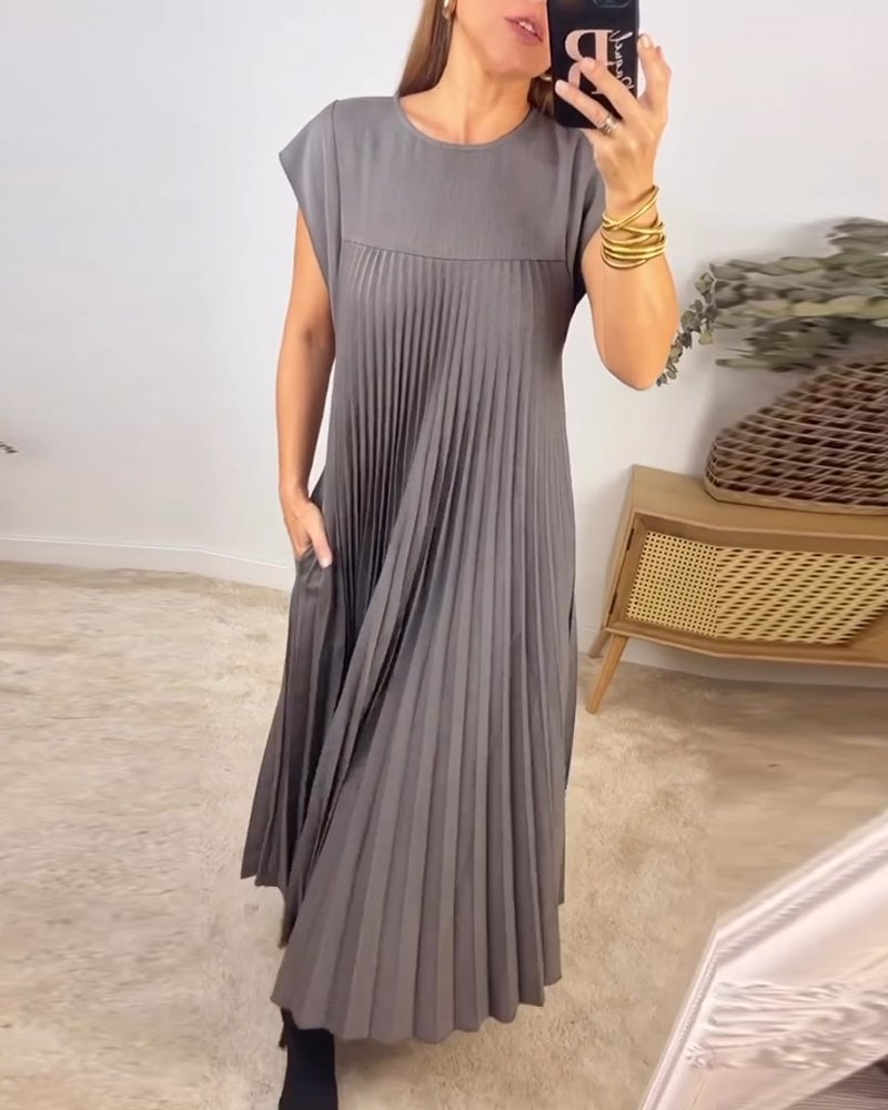 Abito maxi Plissettato a maniche corte per Donne