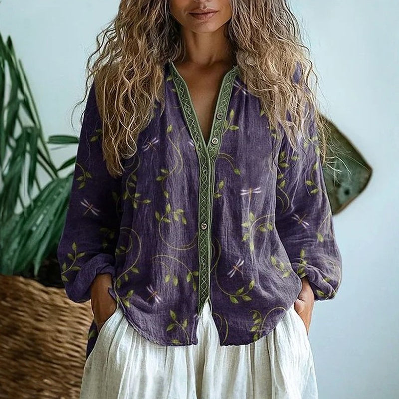 Bonnie™ - BLUSA IMPRESA VINTAGE CON DESIGN FLOREALE