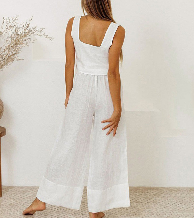 Milena - Set di Top Minimalista e Pantaloni a gamba larga