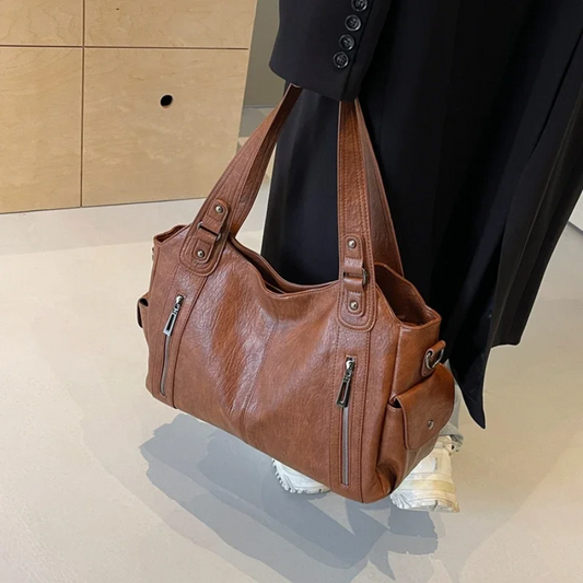 Uma - BORSA A SPALLA di Grande capacità con Doppia Chiusura