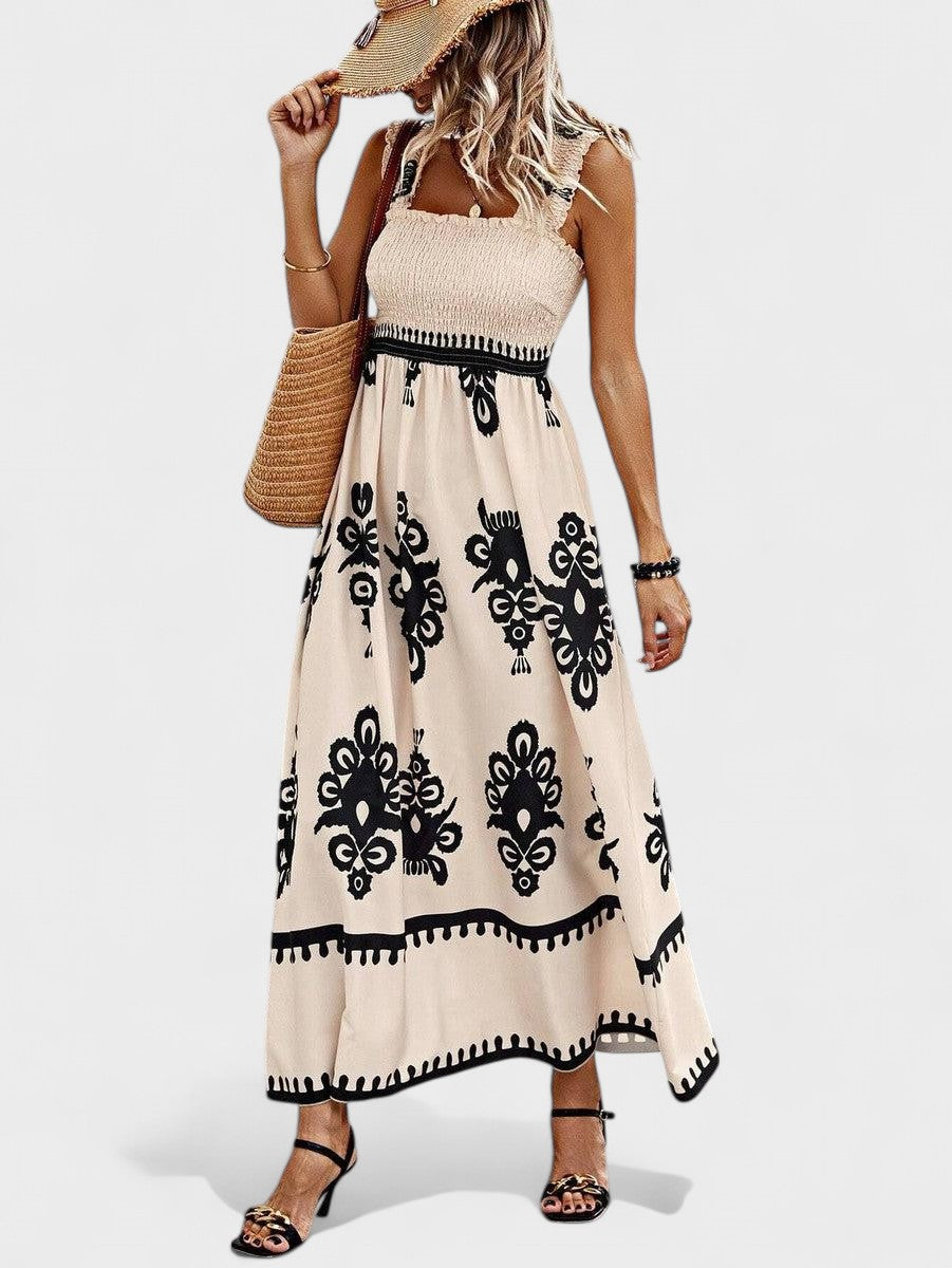 Liora | Abito Maxi con Cuerpo Fruncido