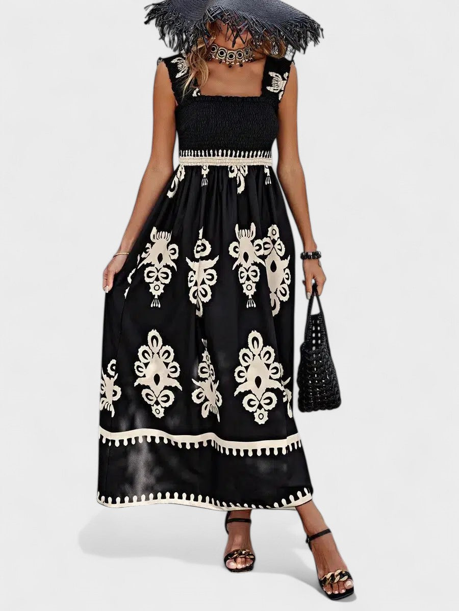 Liora | Abito Maxi con Cuerpo Fruncido