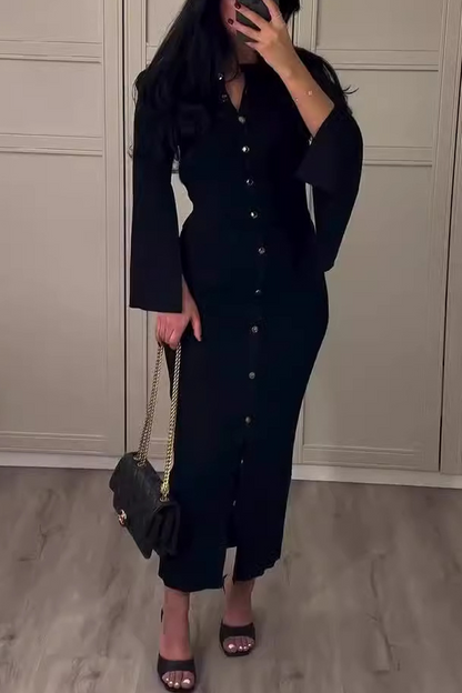 SEREN – SET DUE PEZZI CON COLLO O E MANICHE LUNGHE ELEGANTE PER IL GIORNO