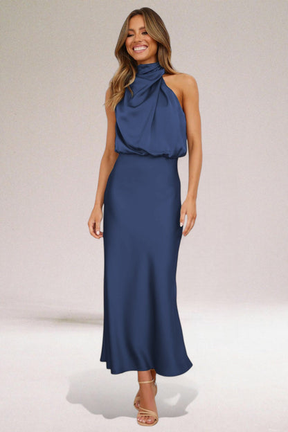 Élodie - Abito di satin glamuroso con collo halter.