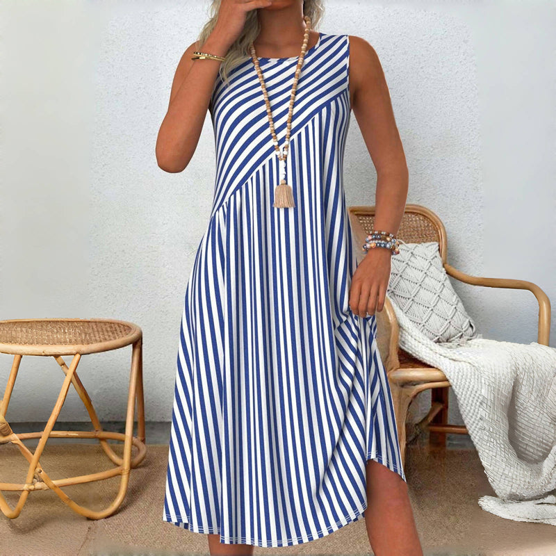Emeely - Abito casual senza maniche con motivo a righe