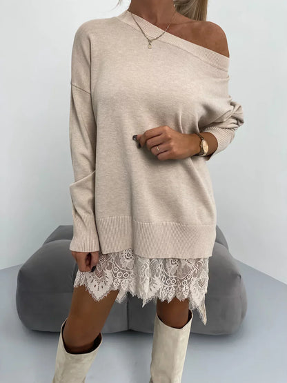 Sudadera Media con Capucha di Pizzo e Girocollo