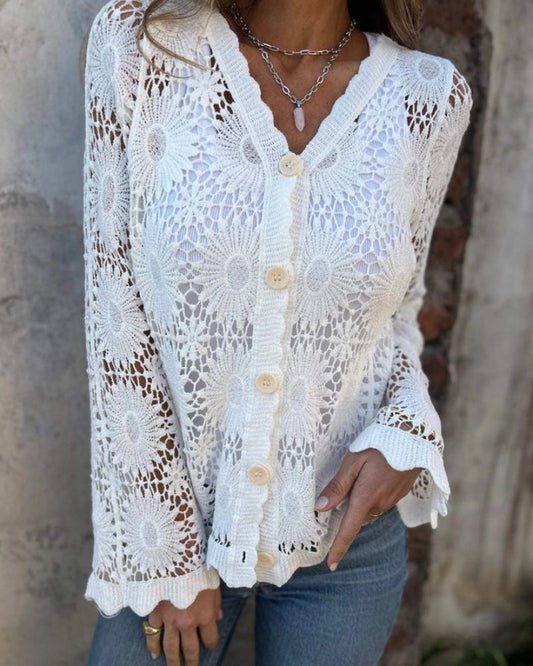 NALIE - Cardigan di Pizzo all'uncinetto con bottoni