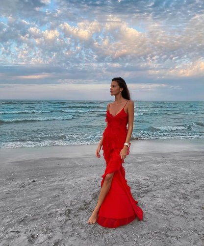 Zara - Abito maxi con volant
