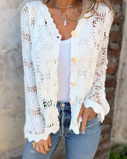 NALIE - Cardigan di Pizzo all'uncinetto con bottoni