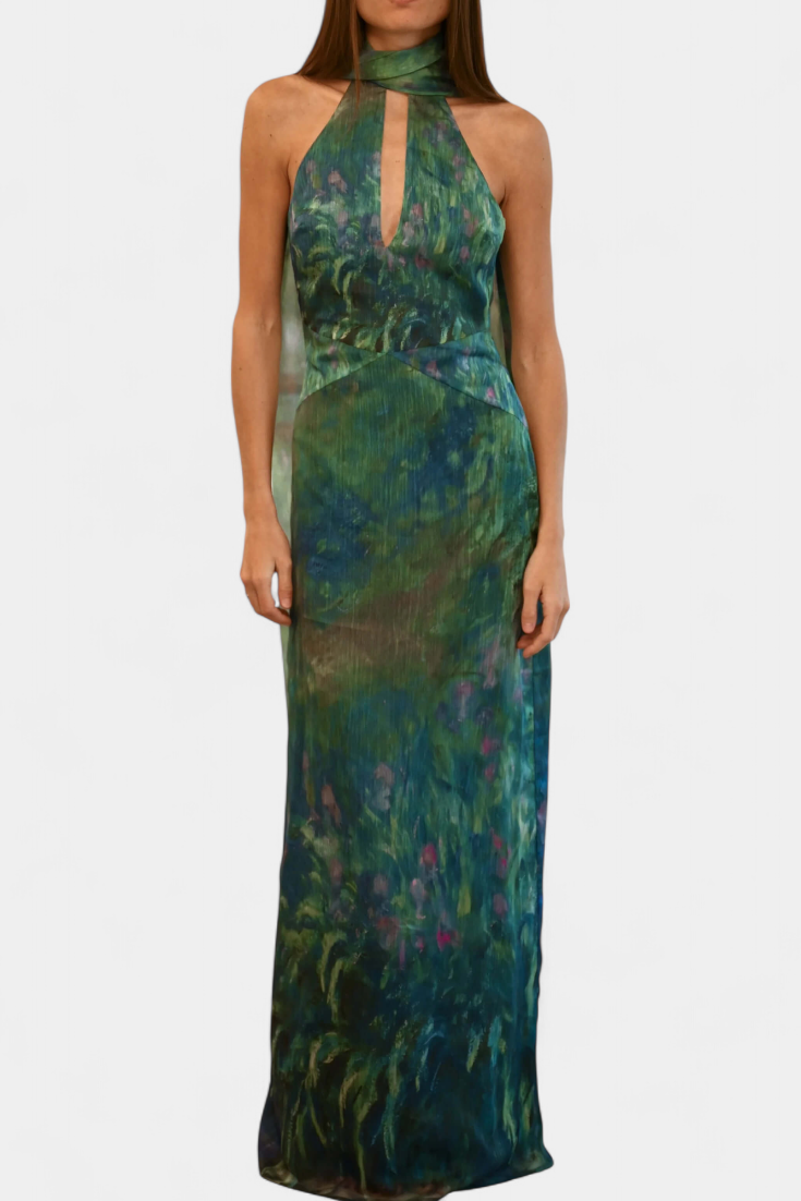 Moana Abito in Chiffon con Stampa Ispirato a Monet