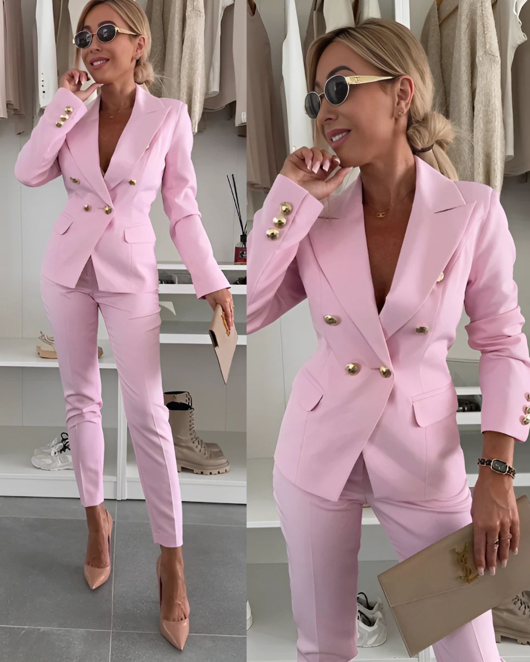Completo donna doppiopetto – Blazer su misura & Pantaloni Elegantes