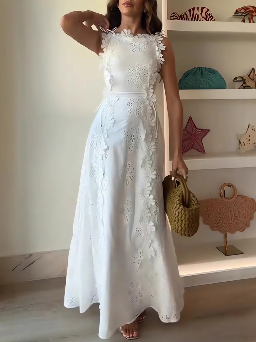 ELENA – ABITO MAXI RICAMO SUSURRO DEL GIARDINO
