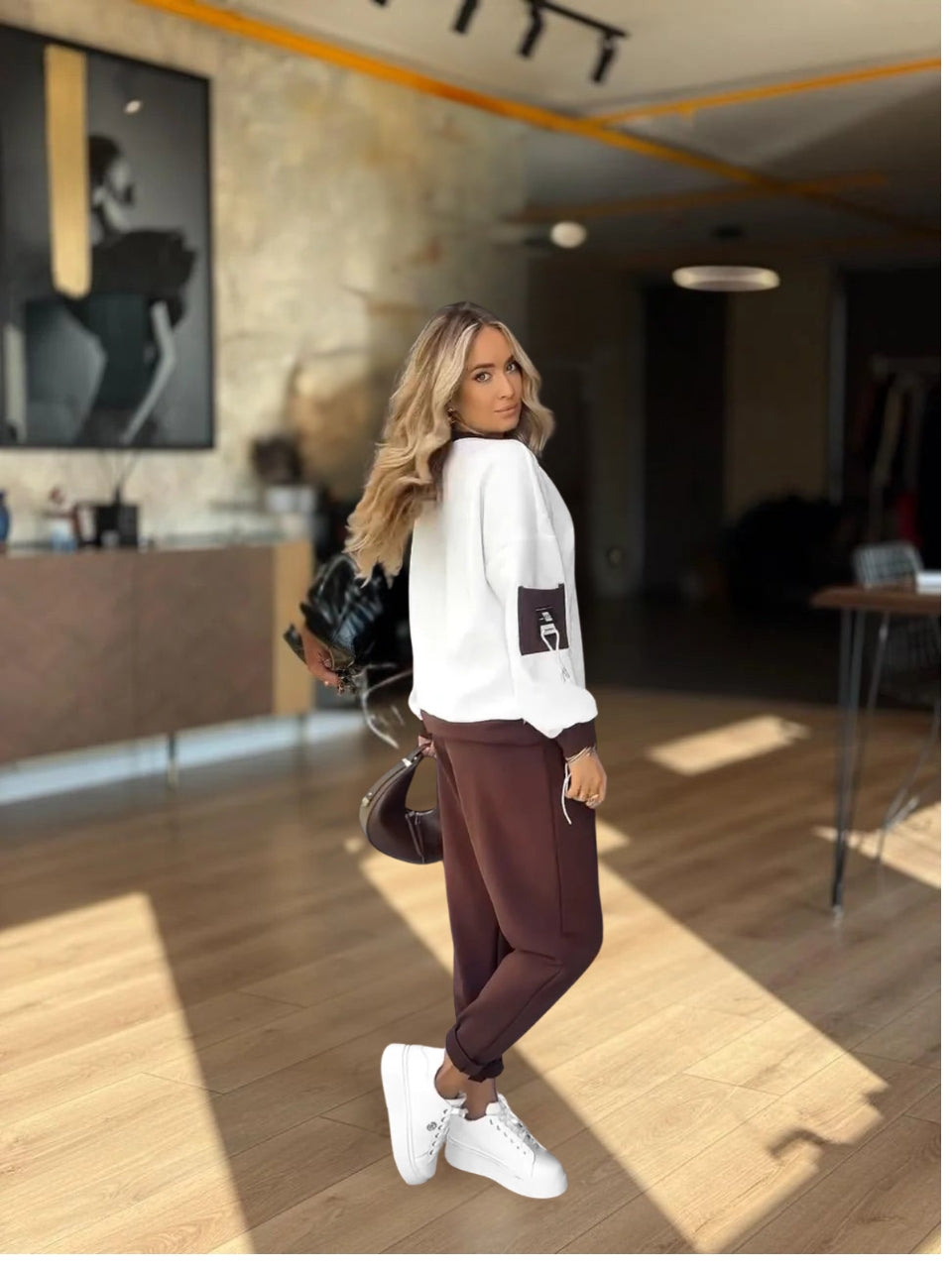 ALINA – SET LOUNGE BICOLOR CON scollo a V MORBIDO