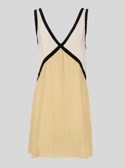 Sorrell - Abito mini Senza maniche con Scollo a V e Colore Contrastante