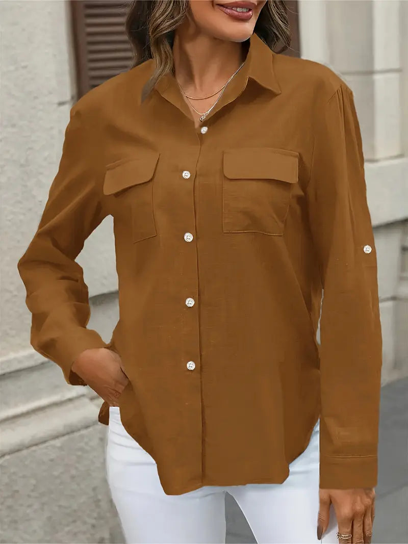 Athena - Camicia di Cotone con Tasche Frontali