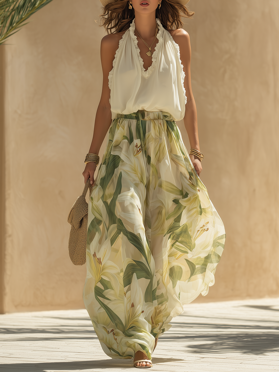 Lysandra™ | Completo fluido Elegante con Stampa floreale