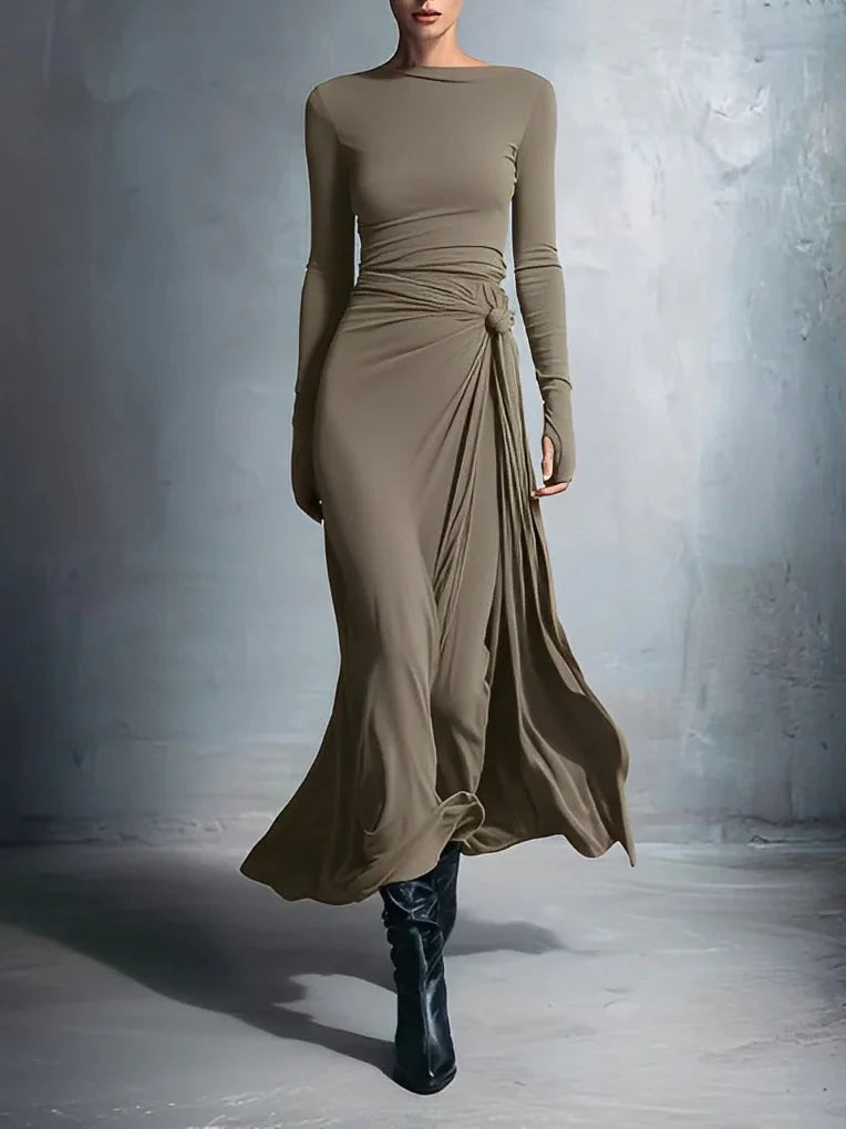 Elegante Abito maxi di Jersey con Nudo Lateral