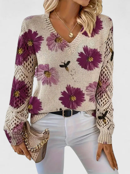 CHARLIE – MAGLIONE DI PUNTO CON FASCINO FLOREALE