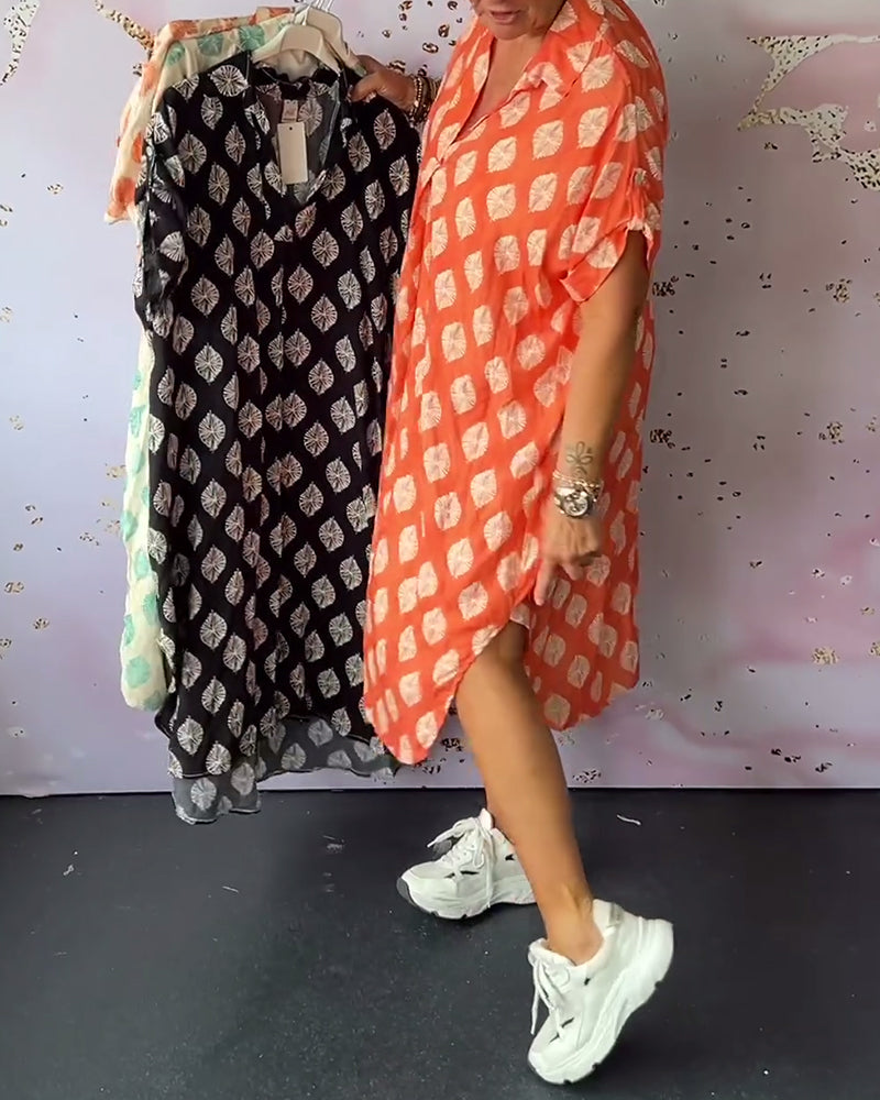 ELEANORA – ABITO CAMISERO IMPRESO CON SOLAPA LARGA
